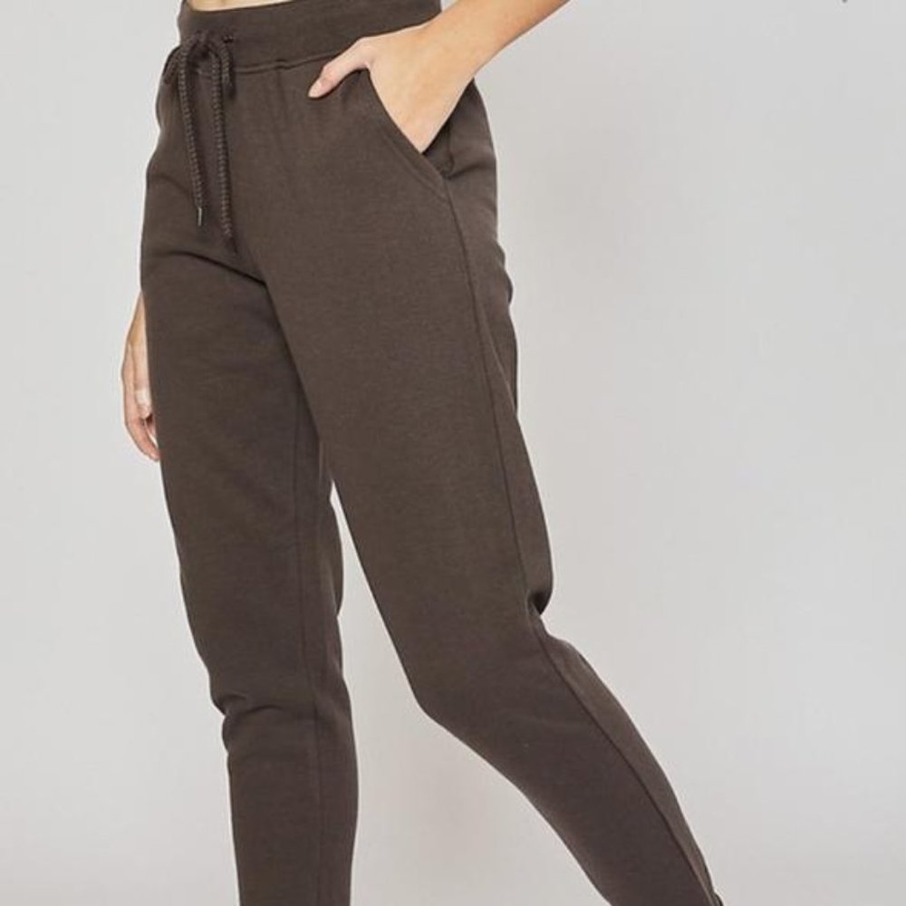Brown String-tied Joggers